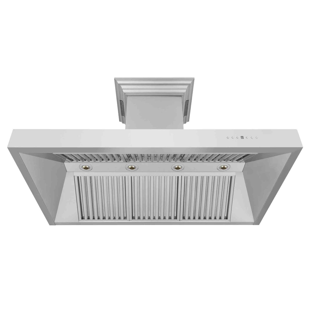 ZLINE 48-Inch Professional Wall Mount Range Hood in Stainless Steel with Built-in CrownSound® Bluetooth Speakers (697CRN-BT-48)