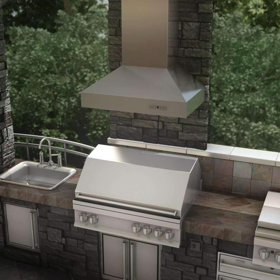 ZLINE 48-Inch Outdoor Ducted Wall Mount Range Hood in Outdoor Approved Stainless Steel (667-304-48)