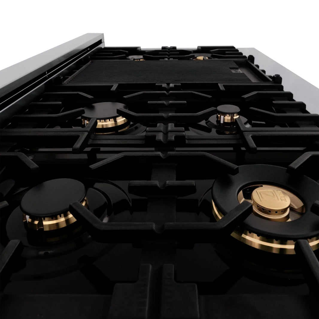 ZLINE 48-Inch Porcelain Gas Stovetop with 7 Gas Brass Burners and Griddle (RT-BR-GR-48)