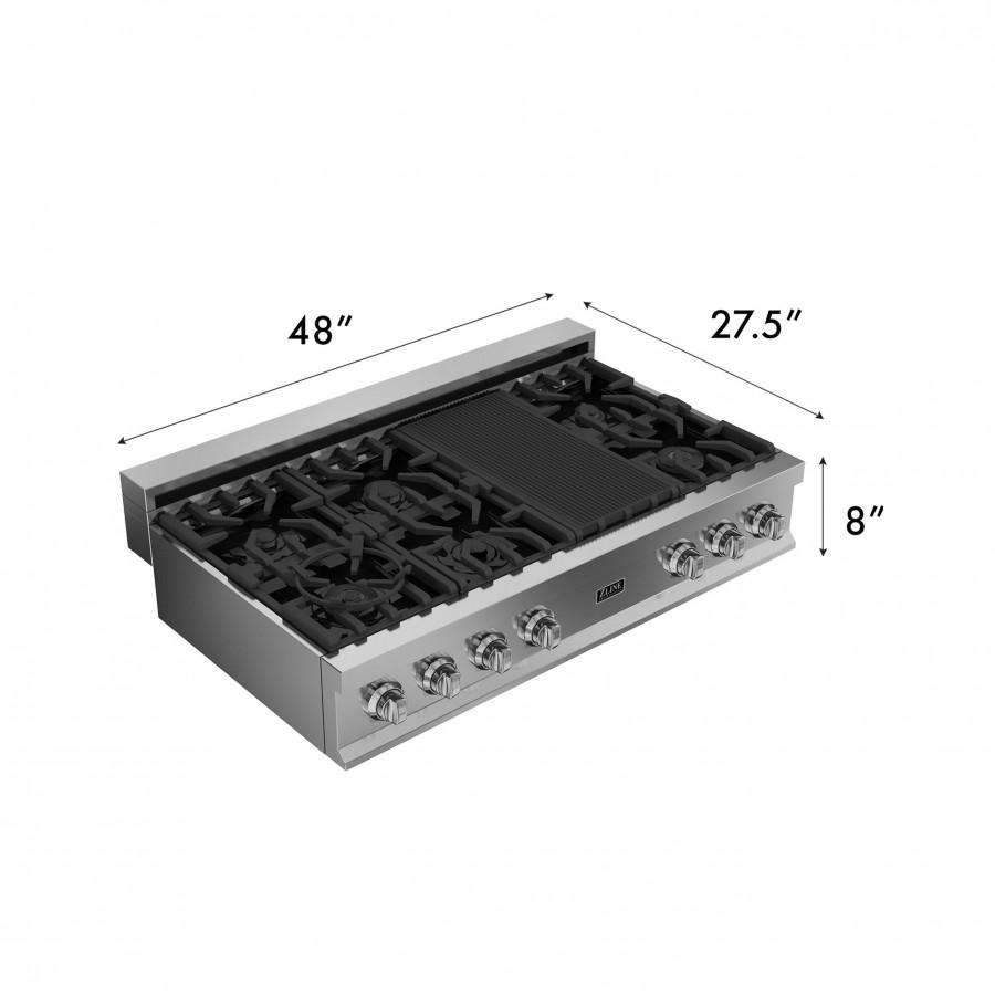 ZLINE 48" Porcelain Gas Stovetop with 7 Gas Burners and Griddle (RT48)