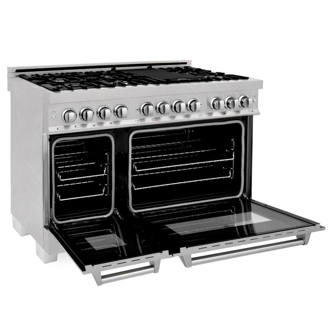 ZLINE 48-Inch Professional Dual Fuel Range in DuraSnow Stainless and DuraSnow Door (RAS-SN-48)