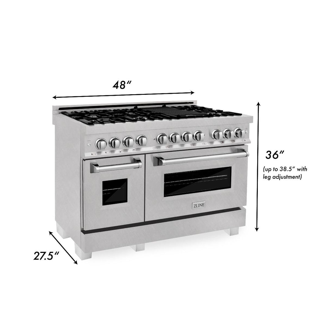 ZLINE 48-Inch Professional Dual Fuel Range in DuraSnow Stainless and DuraSnow Door (RAS-SN-48)