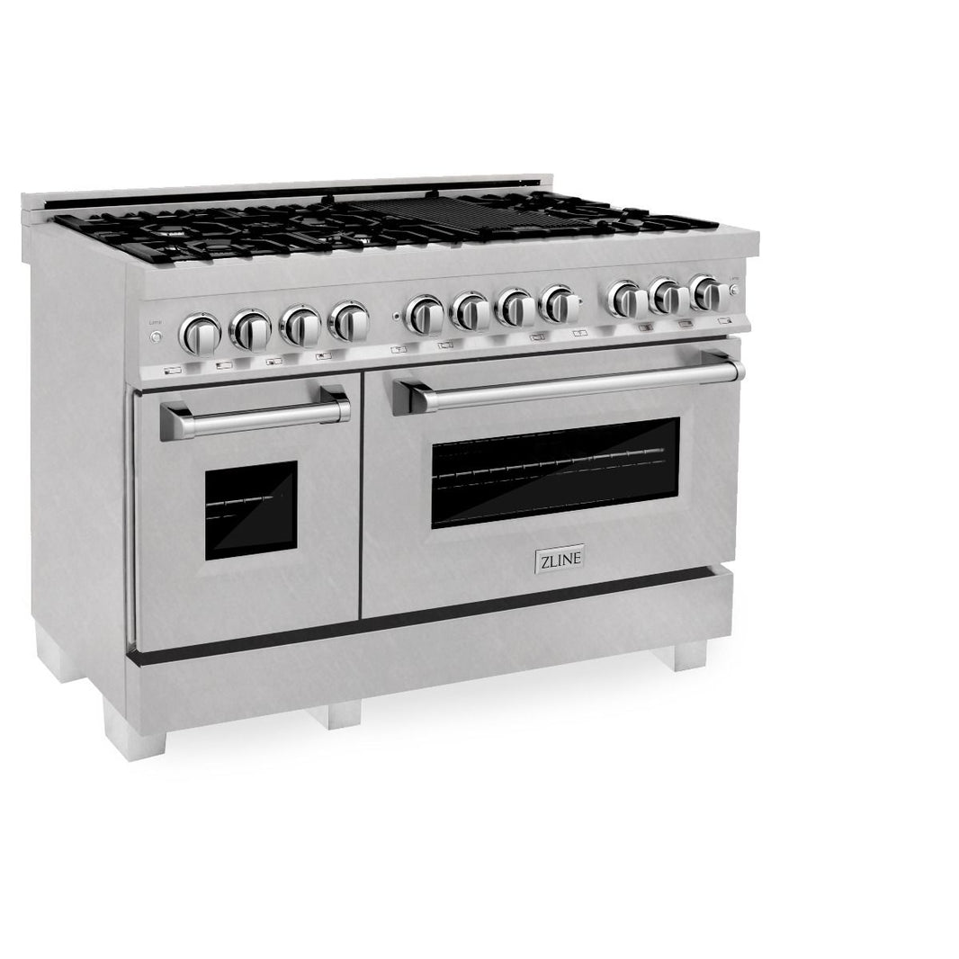 ZLINE 48-Inch Professional Dual Fuel Range in DuraSnow Stainless and DuraSnow Door (RAS-SN-48)