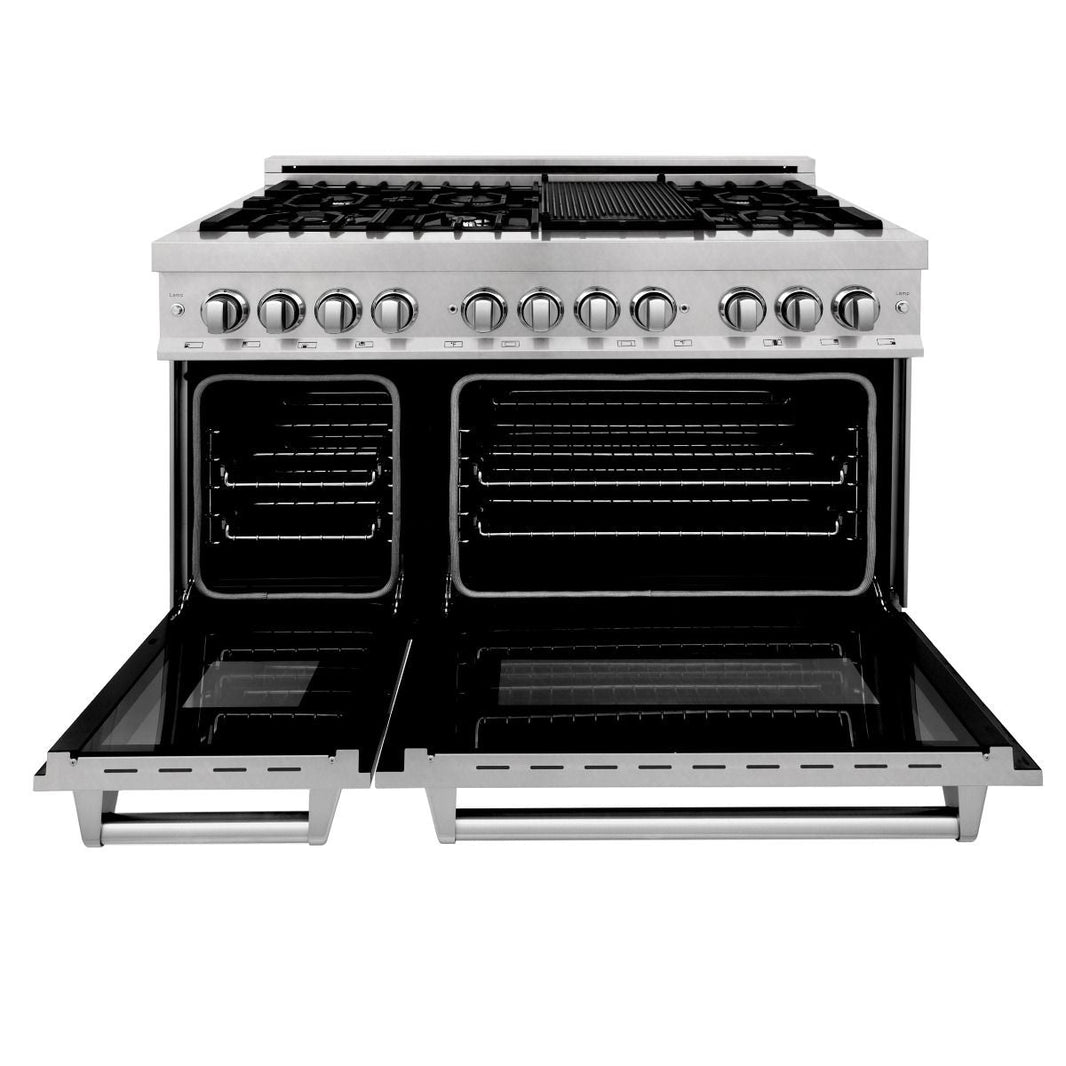 ZLINE 48-Inch Professional Dual Fuel Range in DuraSnow Stainless and DuraSnow Door (RAS-SN-48)