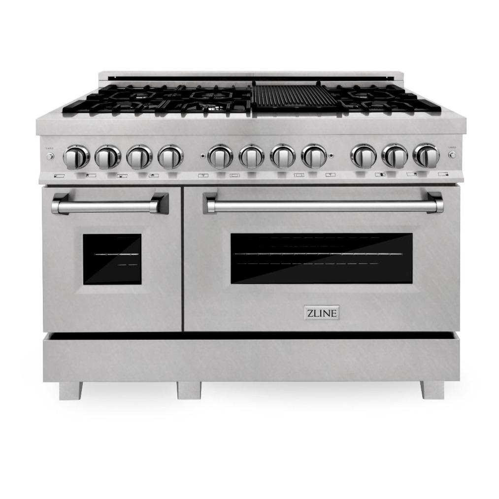 ZLINE 48-Inch Professional Dual Fuel Range in DuraSnow Stainless and DuraSnow Door (RAS-SN-48)