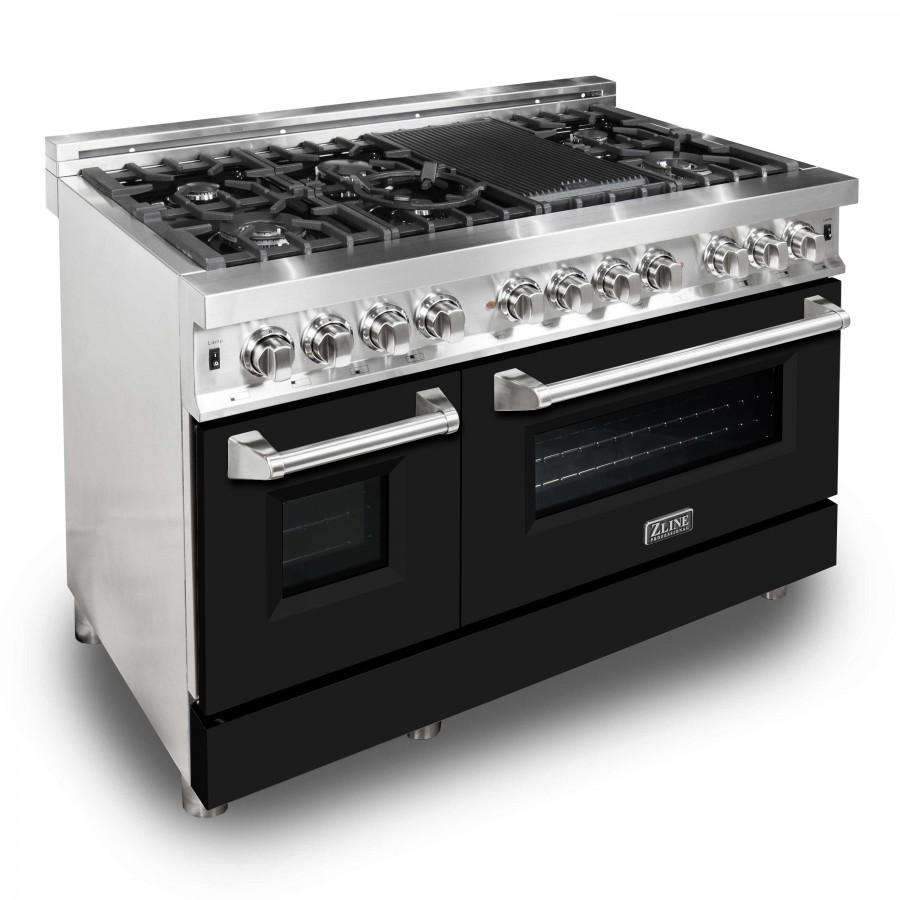 ZLINE 48-Inch Professional Dual Fuel Range with Black Matte Door (RA-BLM-48)