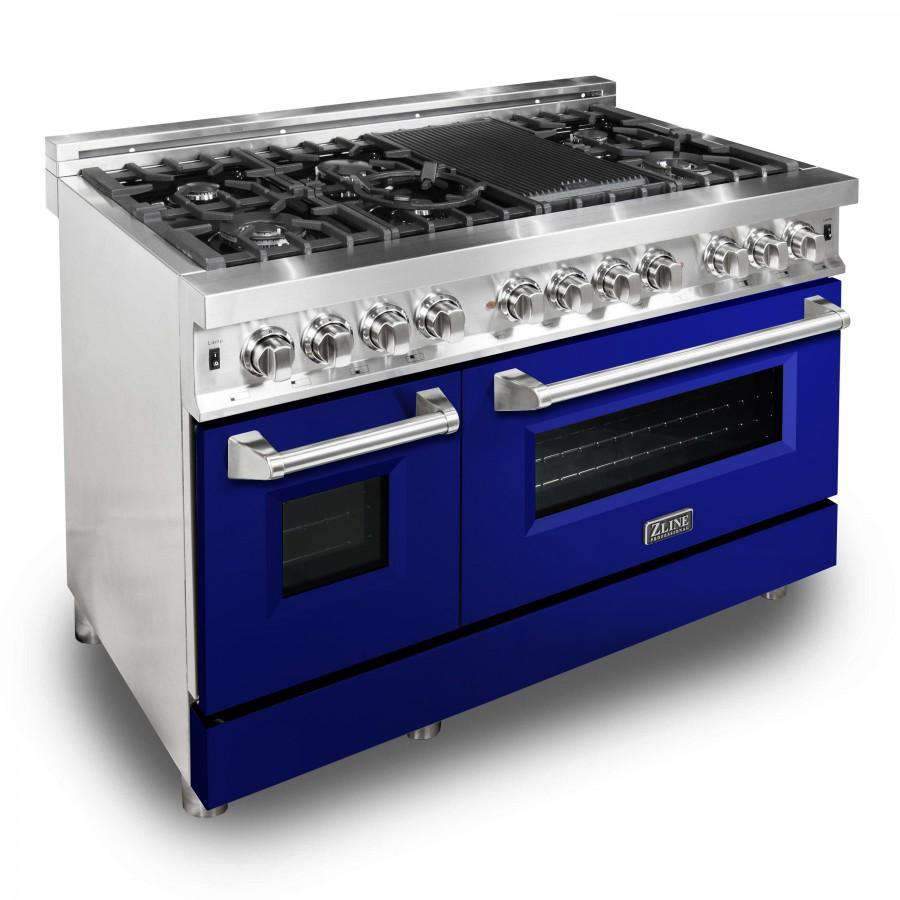 ZLINE 48-Inch Professional Dual Fuel Range with Blue Gloss Door (RA-BG-48)