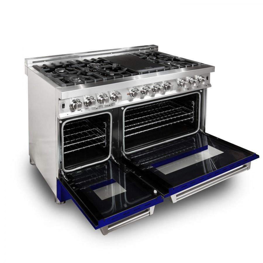 ZLINE 48-Inch Professional Dual Fuel Range with Blue Gloss Door (RA-BG-48)