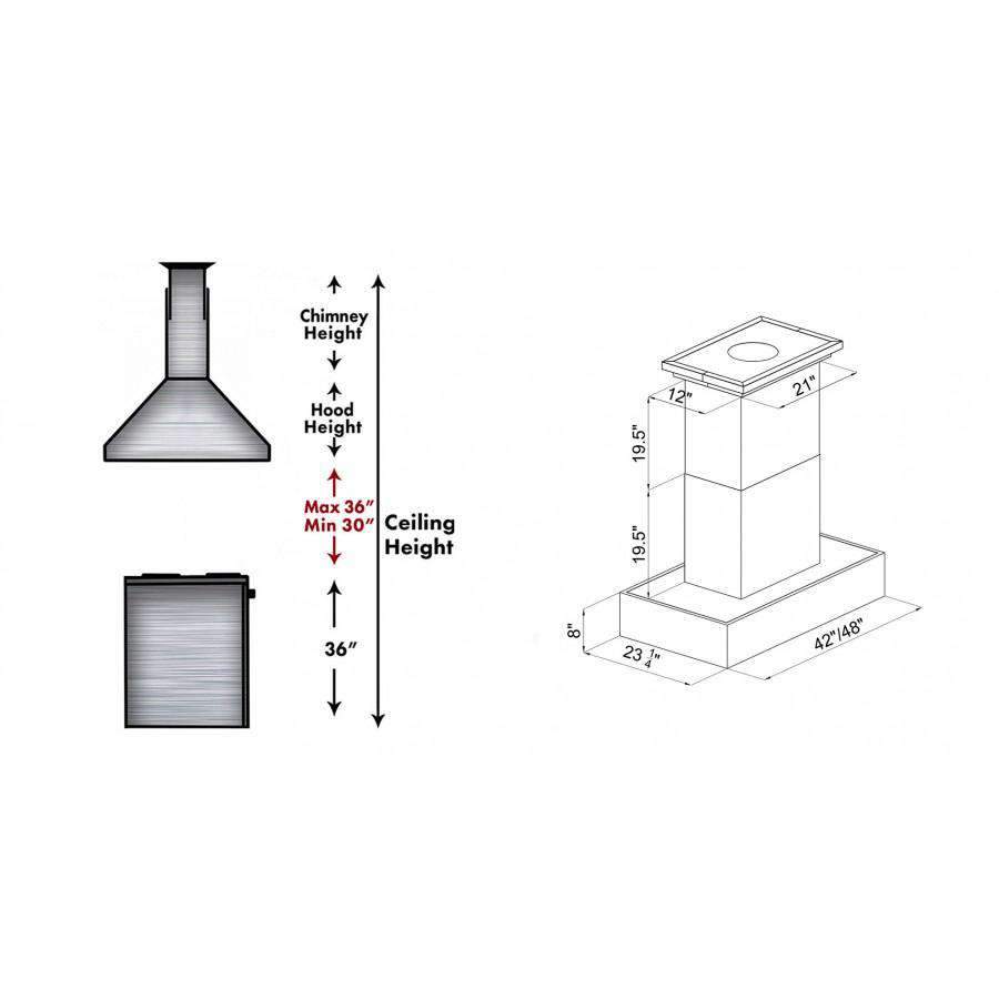 ZLINE 48-Inch Remote Blower Designer Series Wooden Island Mount Range Hood with Butcher Block (681iW-RD-48)