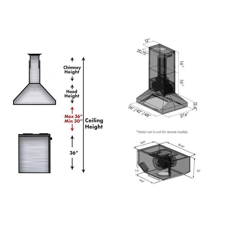 ZLINE 48-Inch Remote Blower Wall Range Hood (587-RS-48-400)