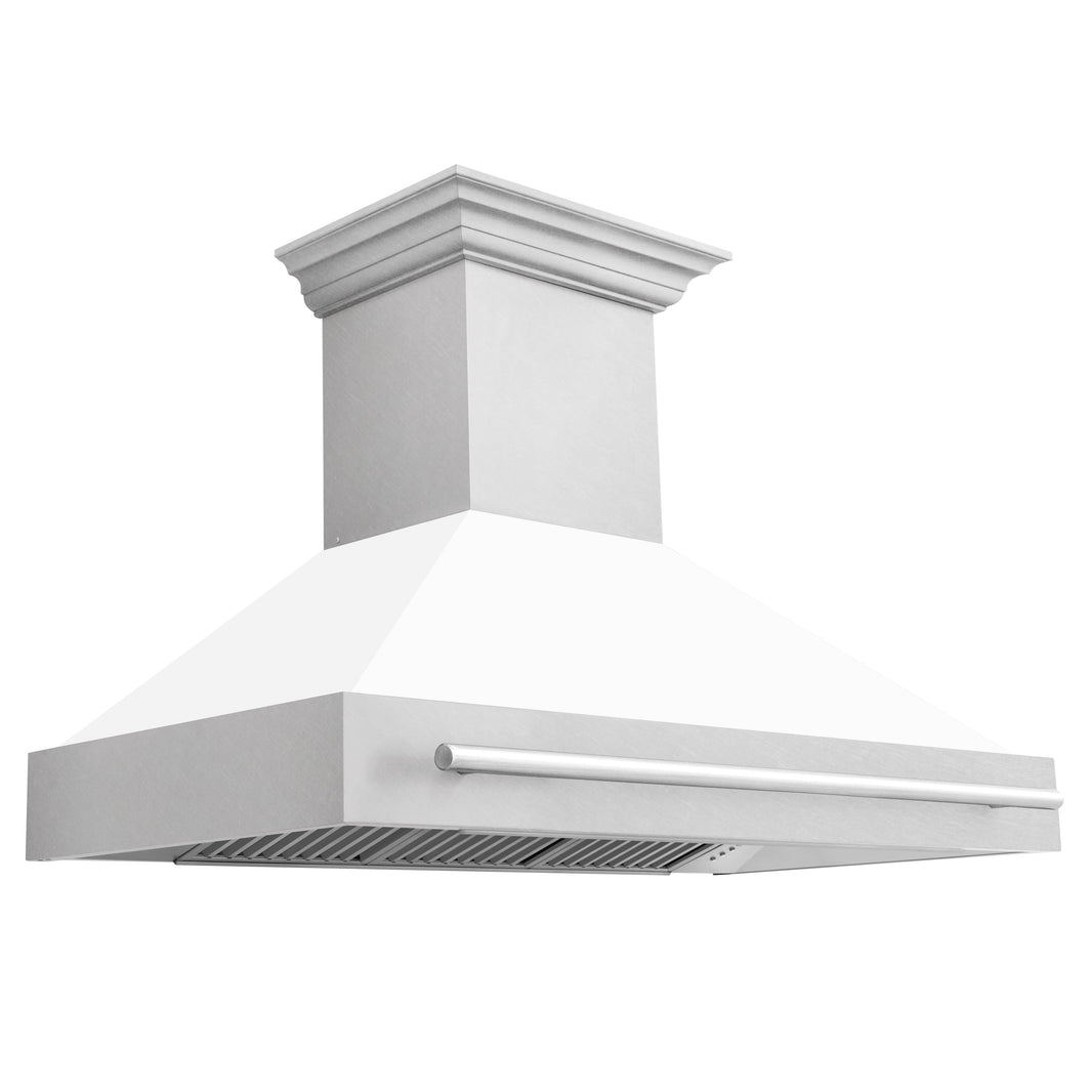 ZLINE 48-Inch Wall Mount Range Hood in DuraSnow Stainless with White Matte Shell (8654SNX-WM-48)