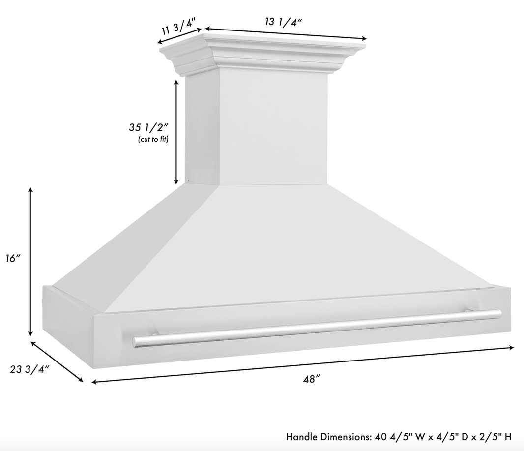 ZLINE 48-Inch Wall Mount Range Hood in Stainless Steel with Blue Gloss Shell and Stainless Steel Handle (8654STX-BG-48)