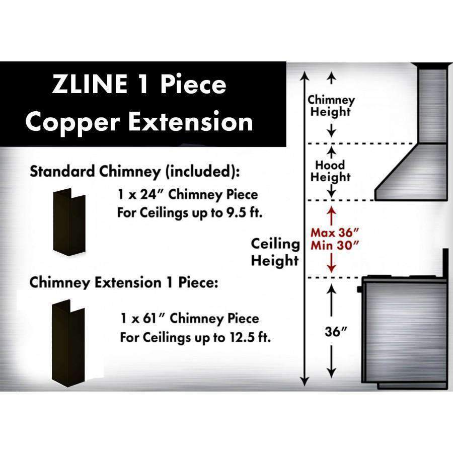 ZLINE 5' Chimney Extension for Ceilings up to 12.5' (8667B-E)