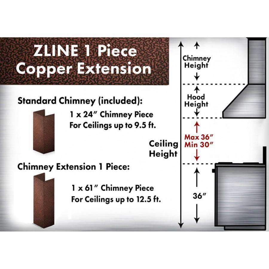 ZLINE 5' Chimney Extension for Ceilings up to 12.5' (8667E-E)