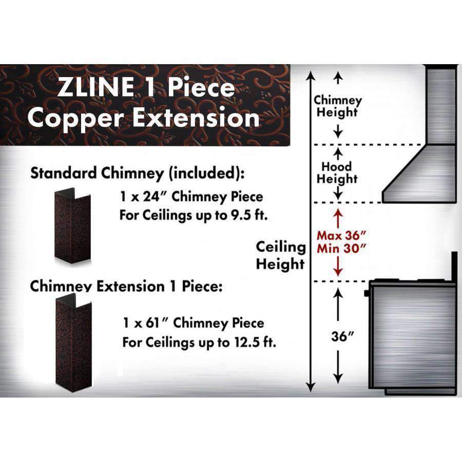 ZLINE 5' Chimney Extension for Ceilings up to 12.5', 8KBF-E