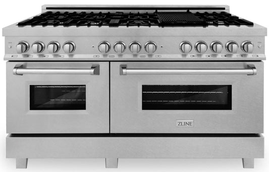 ZLINE 60-Inch 7.4 cu. ft. Dual Fuel Range with Gas Stove and Electric Oven in DuraSnow Stainless Steel (RAS-SN-60)