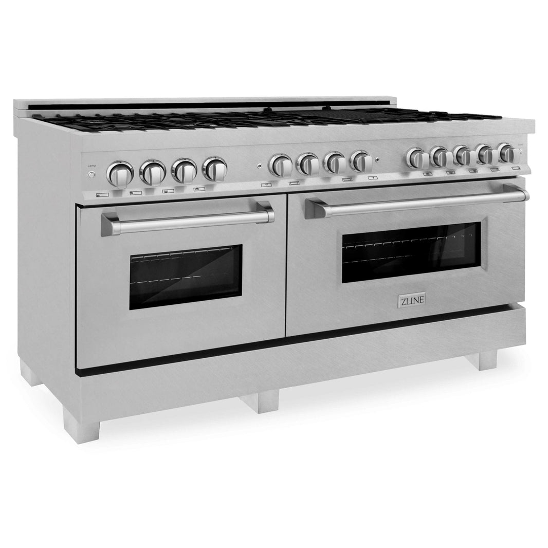 ZLINE 60-Inch 7.4 cu. ft. Dual Fuel Range with Gas Stove and Electric Oven in DuraSnow Stainless Steel (RAS-SN-60)