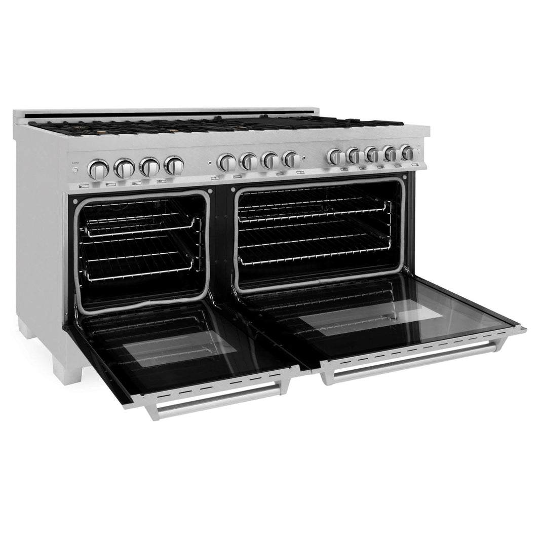 ZLINE 60-Inch 7.4 cu. ft. Dual Fuel Range with Gas Stove and Electric Oven in DuraSnow Stainless Steel with Brass Burners (RAS-SN-BR-60)