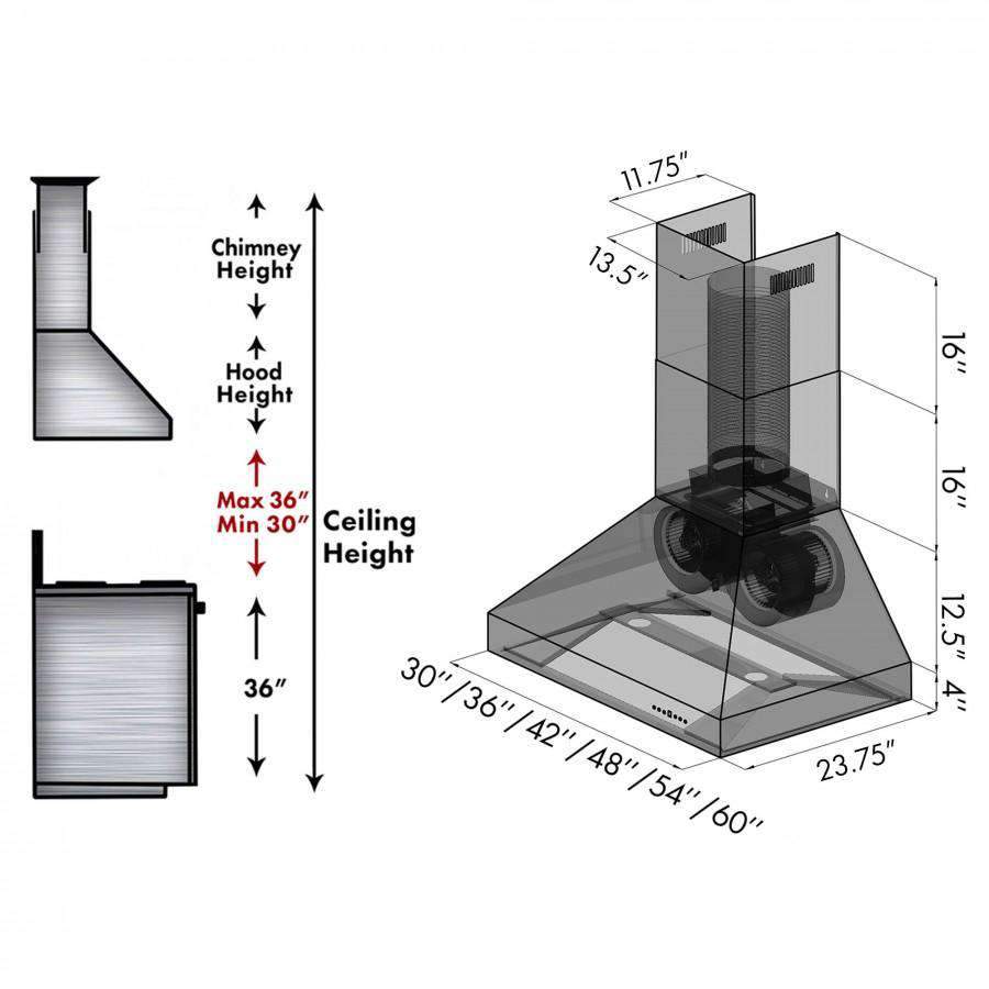 ZLINE 60-Inch Professional Ducted Wall Mount Range Hood in Stainless Steel (667-60)