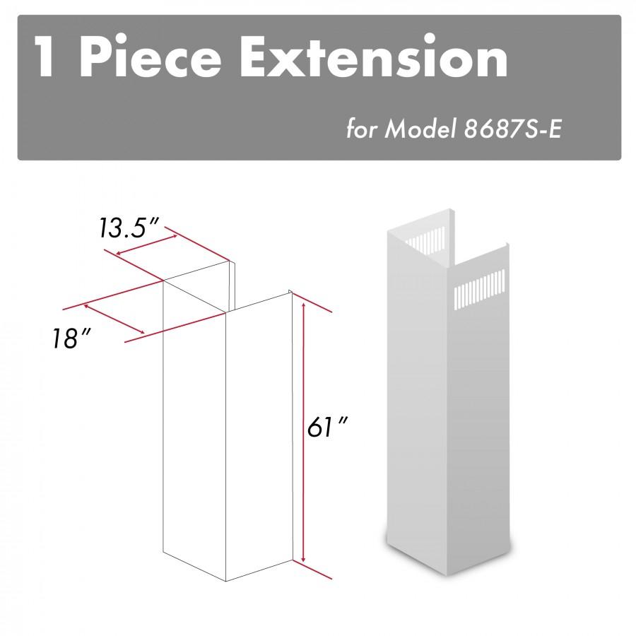 ZLINE 61-Inch DuraSnow® Stainless Steel Chimney Extension for Ceilings up to 12.5 ft. (8687S-E)