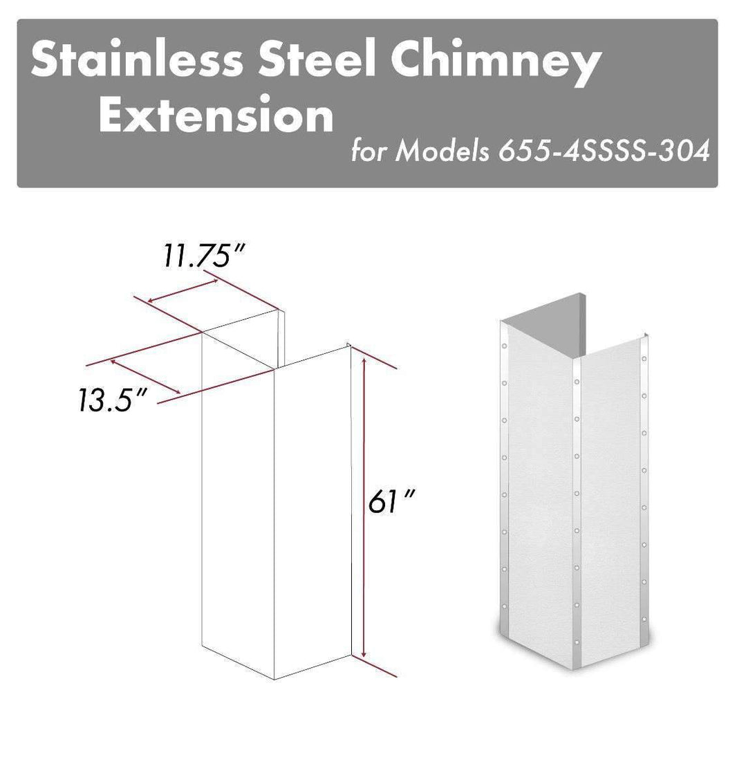 ZLINE 61-Inch Extended Chimney and Crown (655-4SSSS-36-304-E)