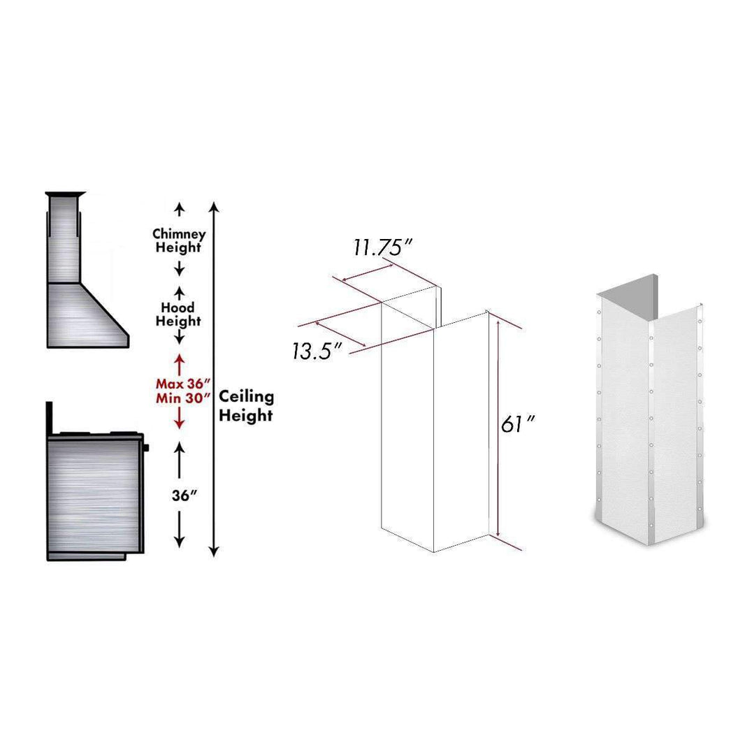 ZLINE 61-Inch Extended Chimney and Crown (655-4SSSS-36-304-E)