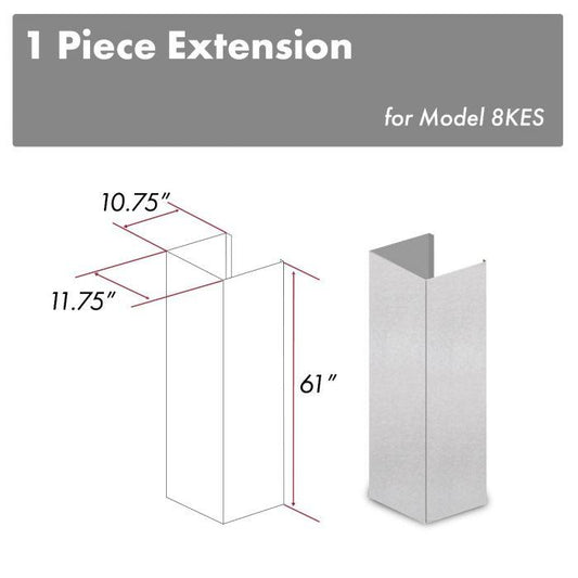 ZLINE 61-Inch Snow Finished Stainless Steel Chimney Extension For Ceilings Up To 12.5 Ft. (8KES-E)