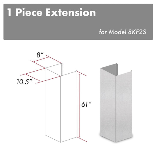 ZLINE 61-Inch Snow Finished Stainless Steel Chimney Extension For Ceilings Up To 12.5 Ft. (8KF2S-E)