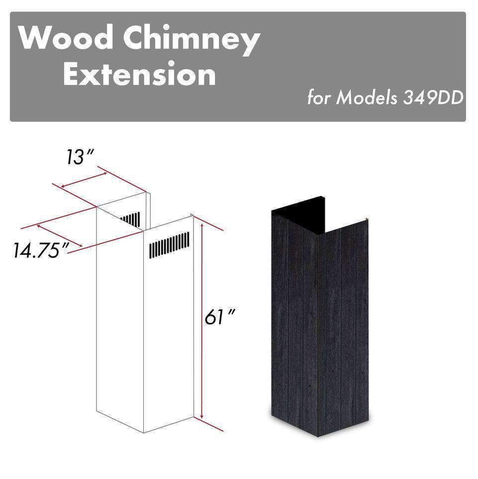 ZLINE 61-Inch Wooden Chimney Extension for Ceilings up to 12.5 ft. (349DD-E)