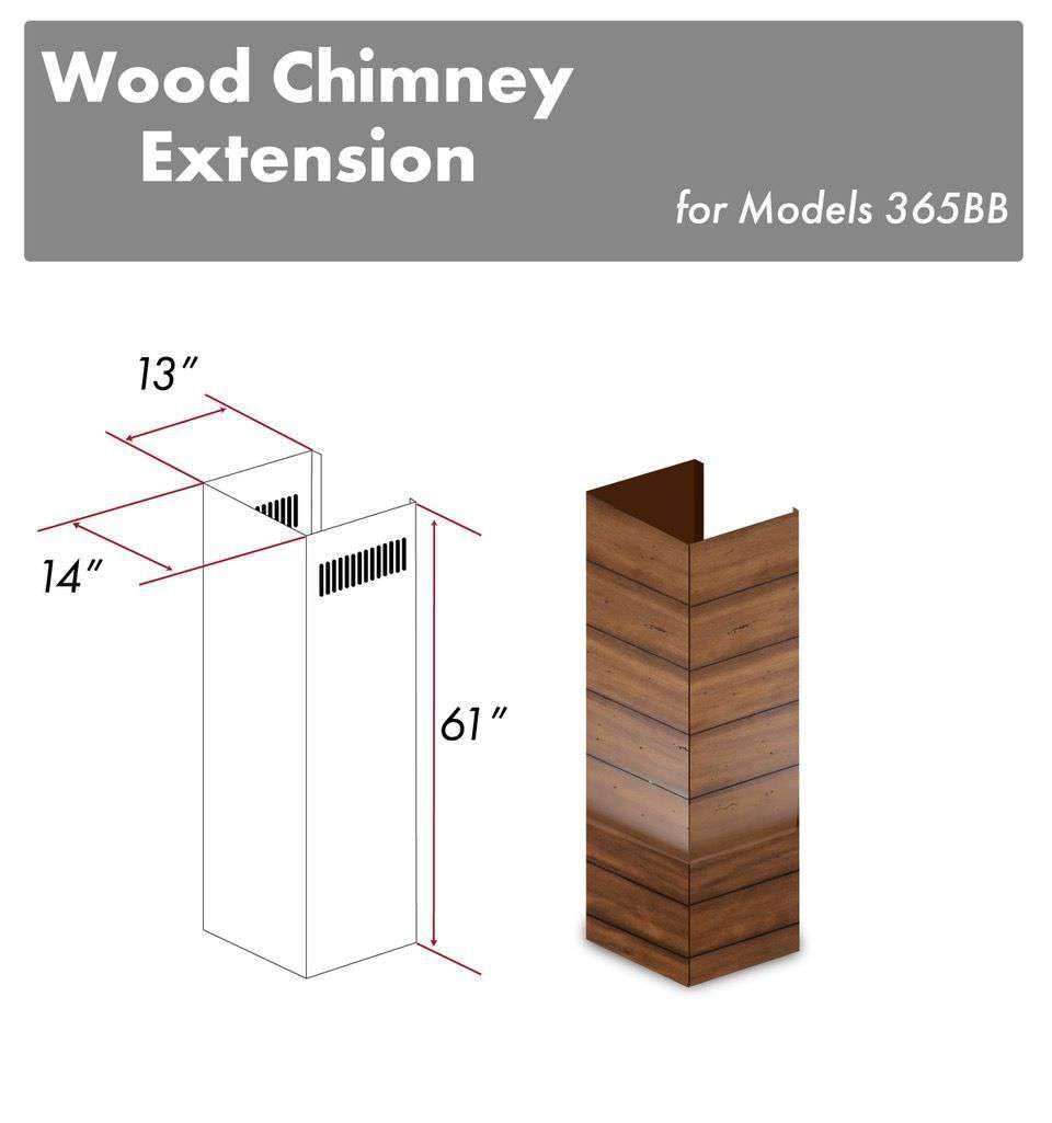 ZLINE 61-Inch Wooden Chimney Extension for Ceilings up to 12.5 ft. (365BB-E)