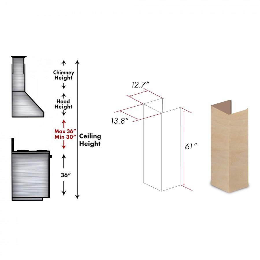 ZLINE 61-Inch Wooden Chimney Extension for Ceilings up to 12.5 ft. (373UF-E)