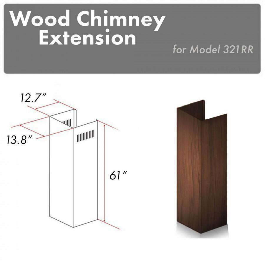 ZLINE 61-Inch Wooden Chimney Extension for Ceilings up to 12.5', 321RR-E