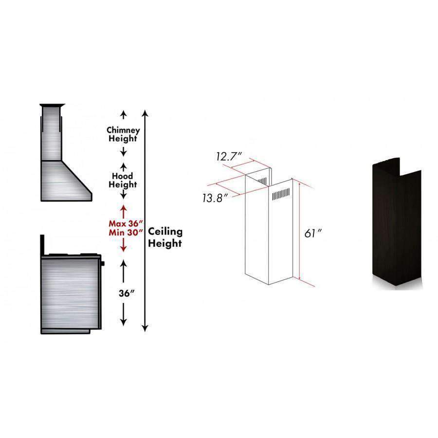 ZLINE 61-Inch Wooden Chimney Extension for Ceilings up to 12.5', 373AA-E