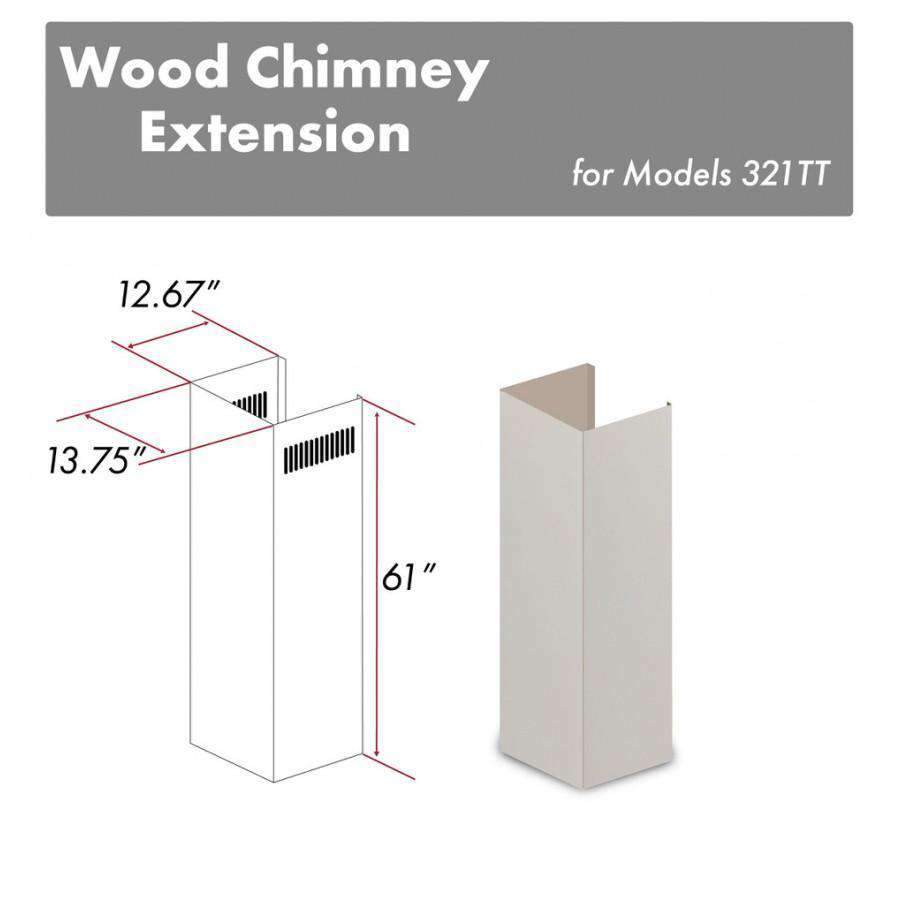 ZLINE 61-Inch Wooden Chimney Extension for Ceilings up to 12.5 Feet (321TT-E)