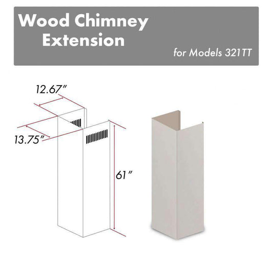 ZLINE 61-Inch Wooden Chimney Extension for Ceilings up to 12.5 Feet (321TT-E)