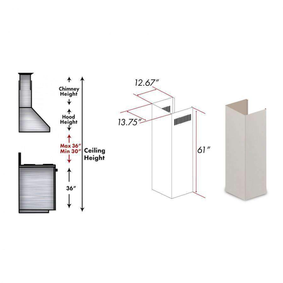 ZLINE 61-Inch Wooden Chimney Extension for Ceilings up to 12.5 Feet (321TT-E)