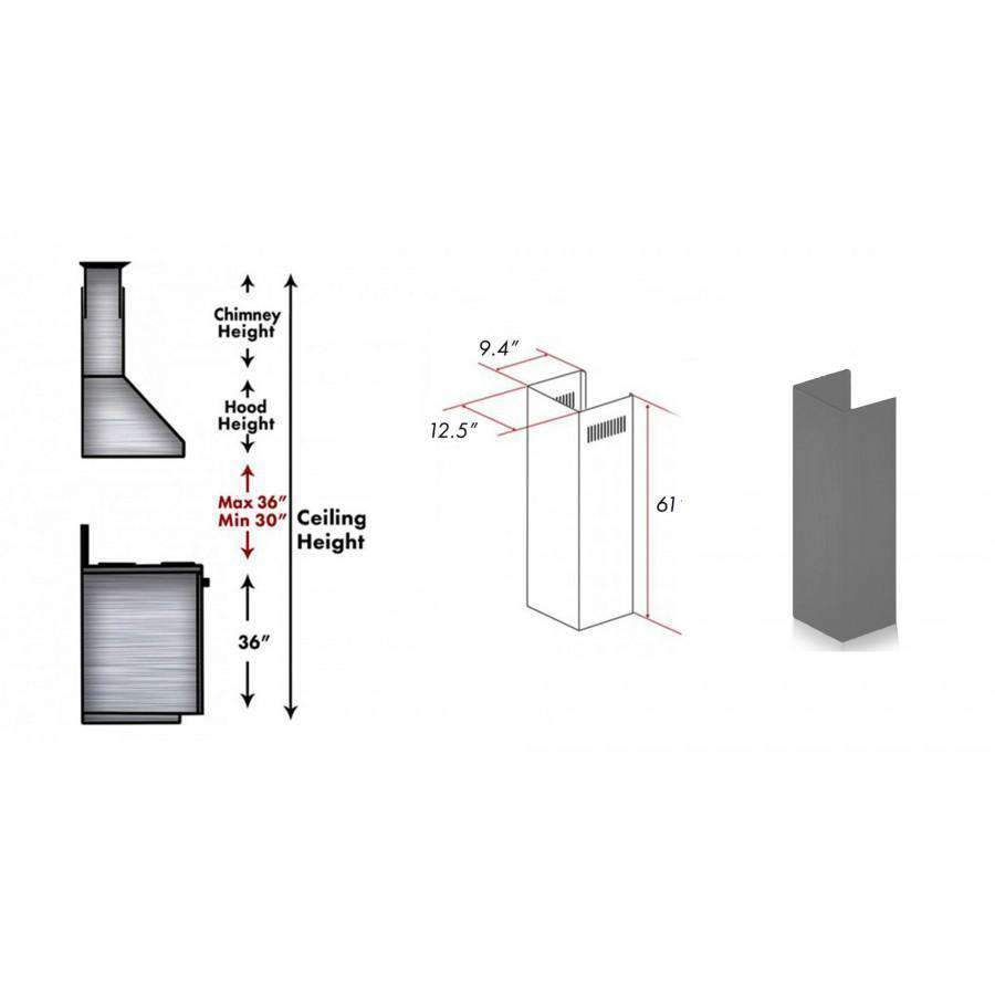 ZLINE 61-Inch Wooden Chimney Extension for Ceilings up to 12.5 feet (KBUU-E)