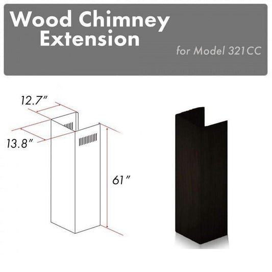 ZLINE 61-Inch Wooden Chimney Extension for Ceilings up to 12.5 ft, 321CC-E