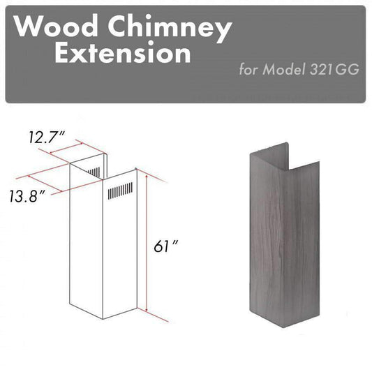 ZLINE 61-Inch Wooden Chimney Extension for Ceilings up to 12.5 ft (321GG-E)