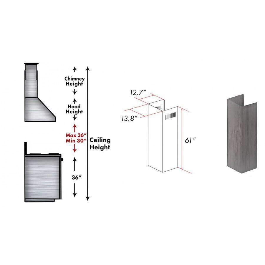 ZLINE 61-Inch Wooden Chimney Extension for Ceilings up to 12.5 ft (321GG-E)