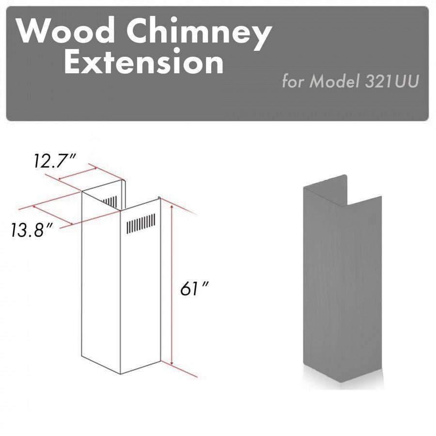 ZLINE 61-Inch Wooden Chimney Extension for Ceilings up to 12.5 ft, 321UU-E