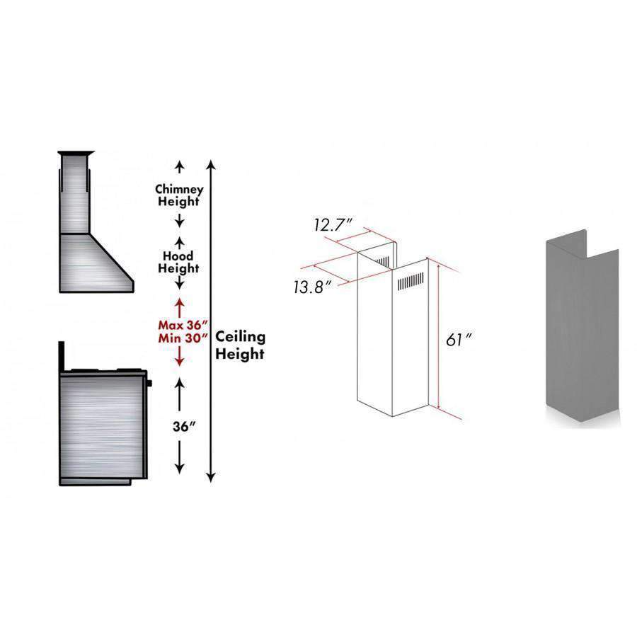 ZLINE 61-Inch Wooden Chimney Extension for Ceilings up to 12.5 ft, 321UU-E