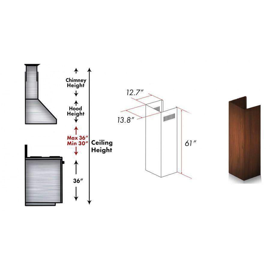 ZLINE 61' Wooden Chimney Extension for Ceilings up to 12.5 ft. (355VV-E)