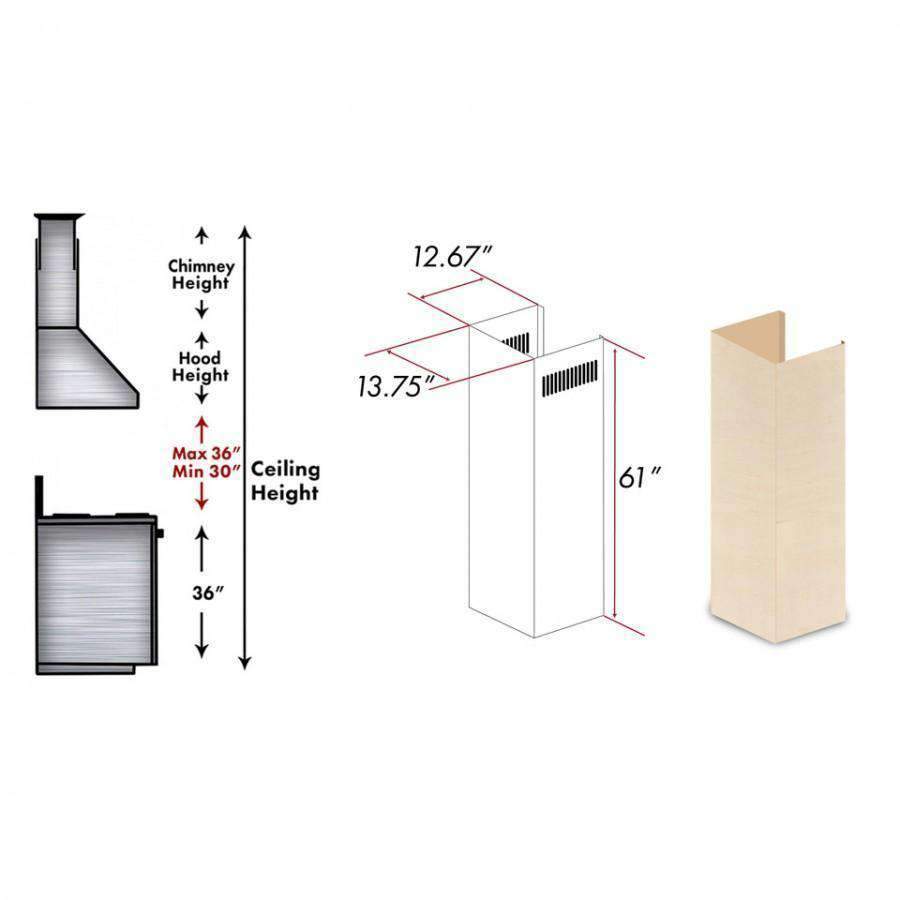 ZLINE 61-Inch Wooden Chimney Extension for Ceilings up to 12.5 ft. (369UF-E)