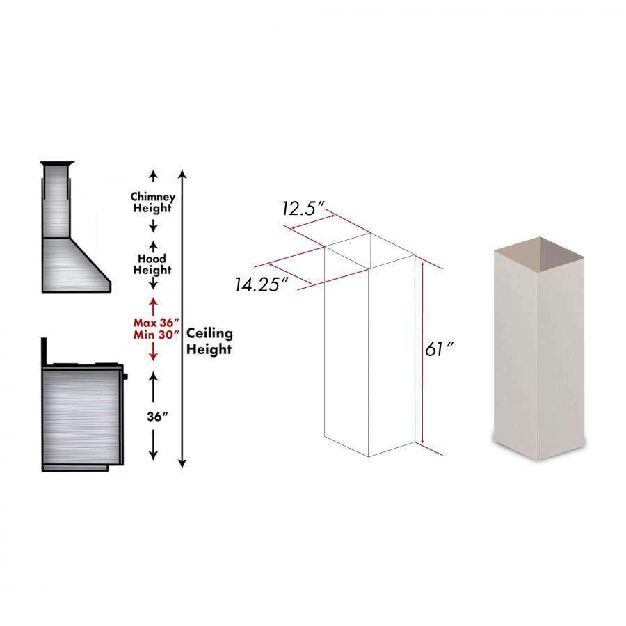 ZLINE 61-Inch Wooden Chimney Extension for Ceilings up to 12.5 ft. (KBiTT-E)