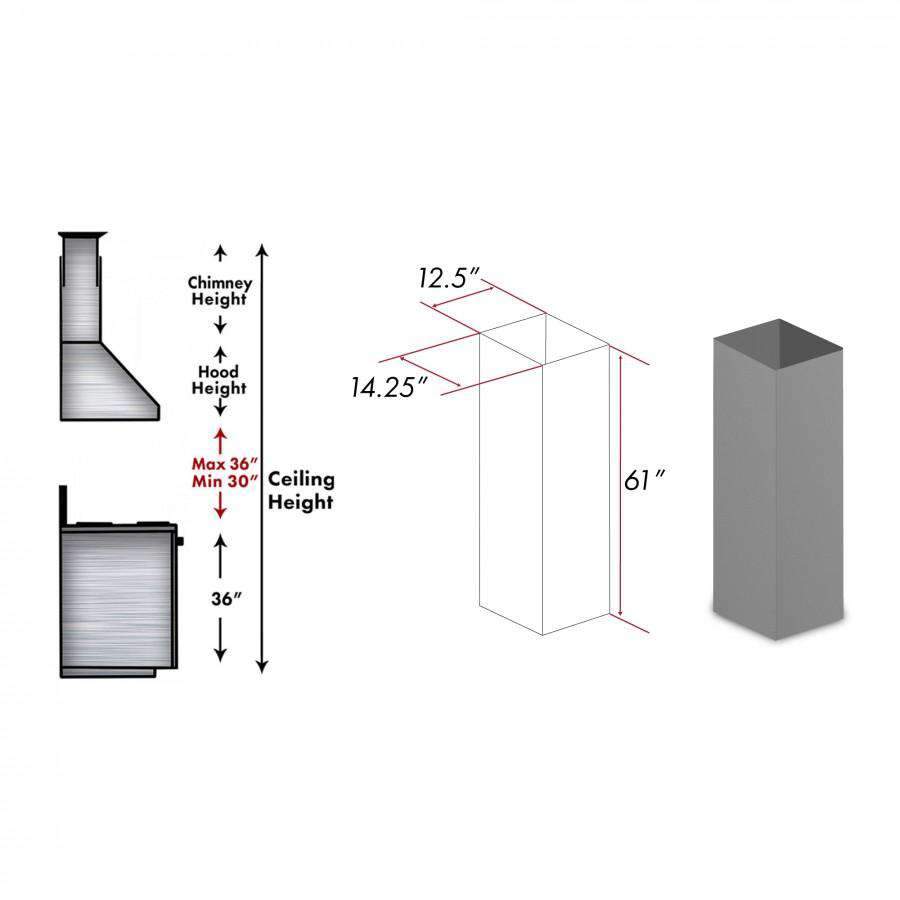 ZLINE 61-Inch Wooden Chimney Extension for Ceilings up to 12.5 ft. (KBiUU-E)