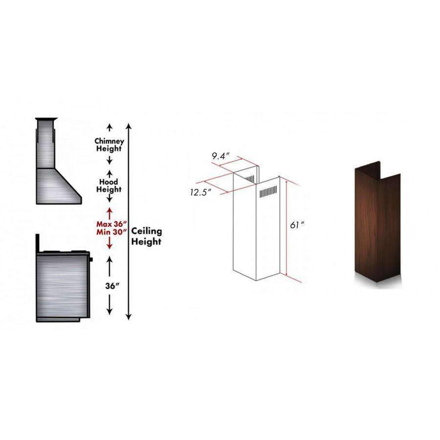 ZLINE 61-Inch Wooden Chimney Extension for Ceilings up to 12.5' (KBAR-E)