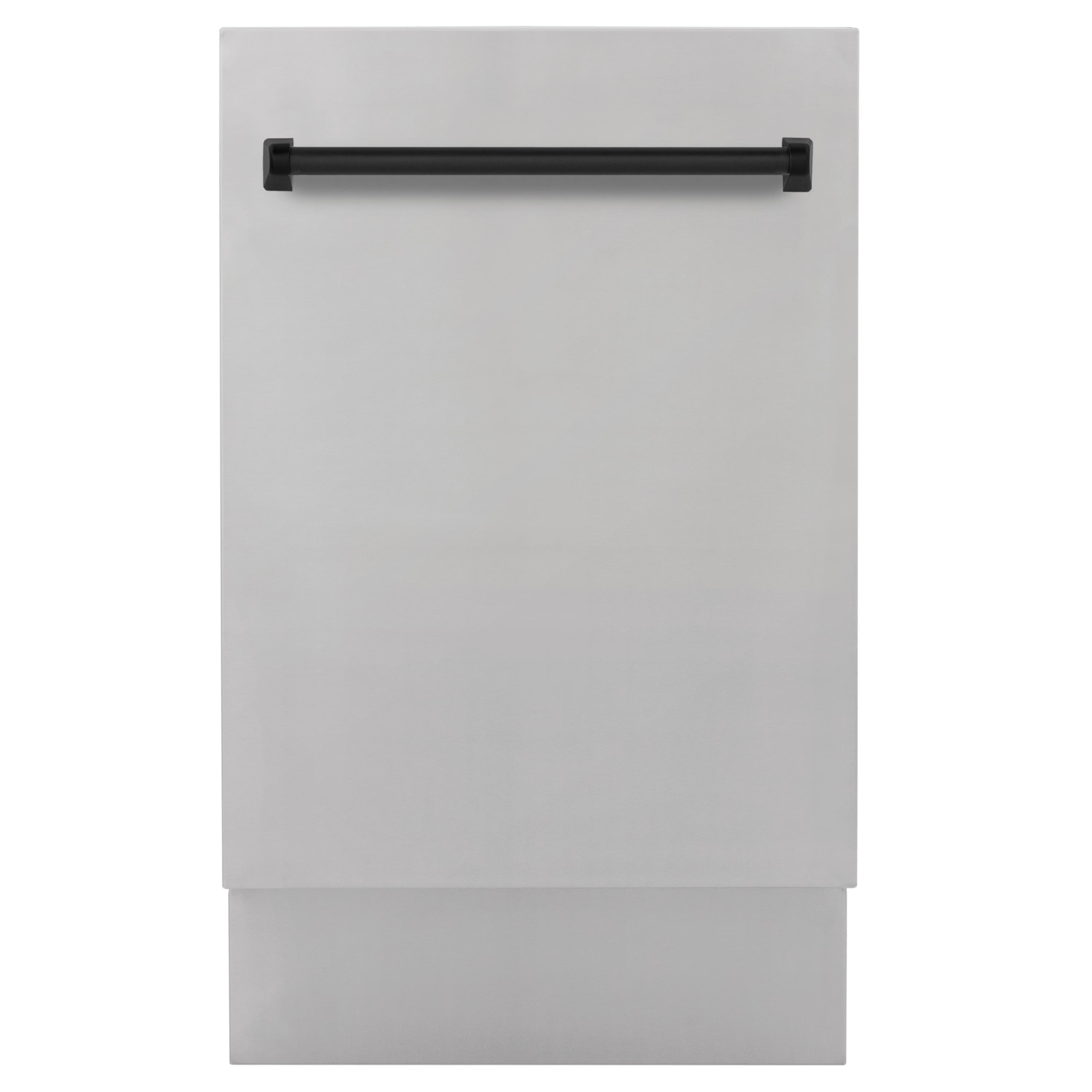 ZLINE Autograph Edition 18" Compact 3rd Rack Top Control Dishwasher in Stainless Steel with Matte Black Handle, 51dBa (DWVZ-304-18-MB)