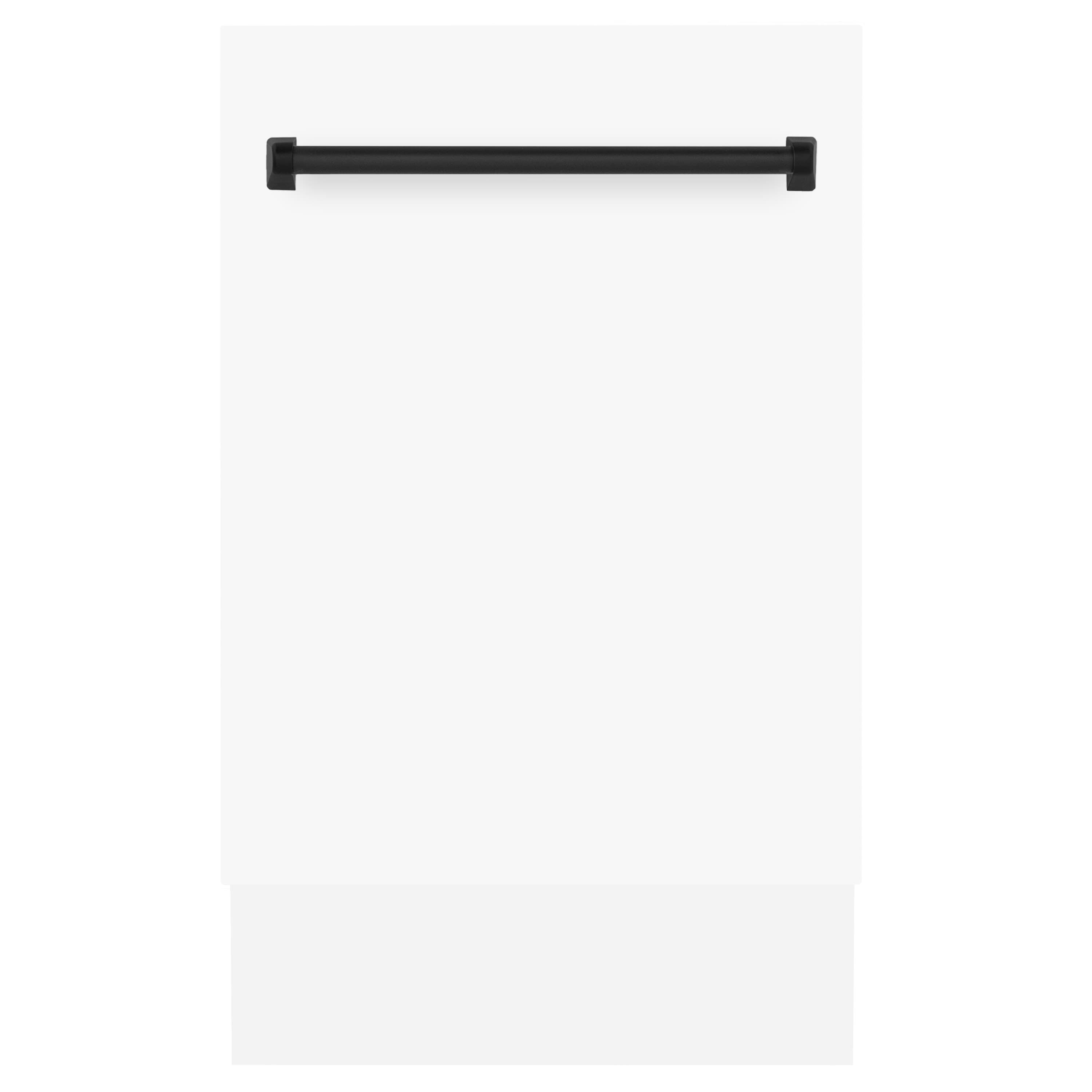 ZLINE Autograph Edition 18" Compact 3rd Rack Top Control Dishwasher in White Matte with Matte Black Handle, 51dBa (DWVZ-WM-18-MB)