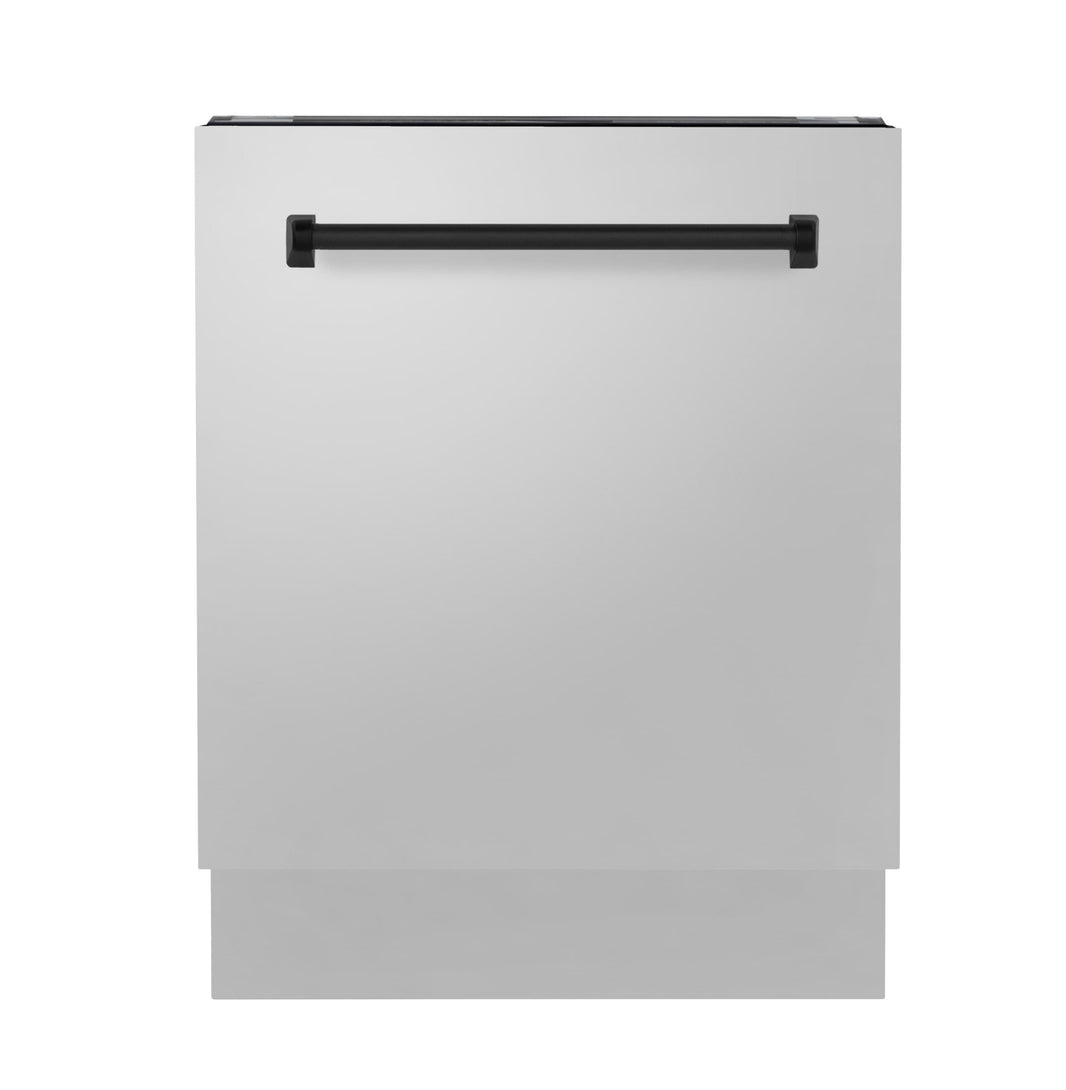 ZLINE Autograph Edition 24" 3rd Rack Top Control Tall Tub Dishwasher in Stainless Steel with Matte Black Handle, 51dBa (DWVZ-304-24-MB)